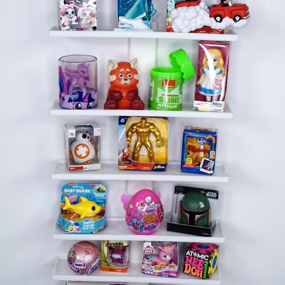 White Wall Mounted Display Shelf for Mini Brand Toys Custom 3D Printed 6 Shelves - Picture 1 of 6